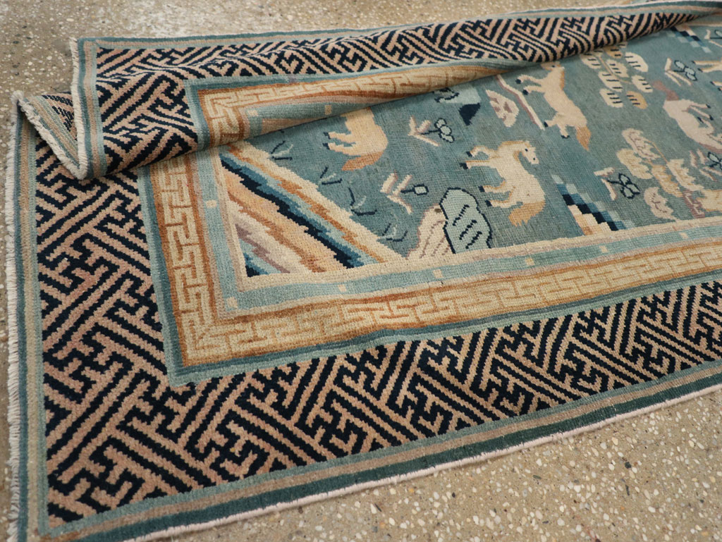 Antique Chinese Pictorial Throw Rug, No.31444 - Galerie Shabab
