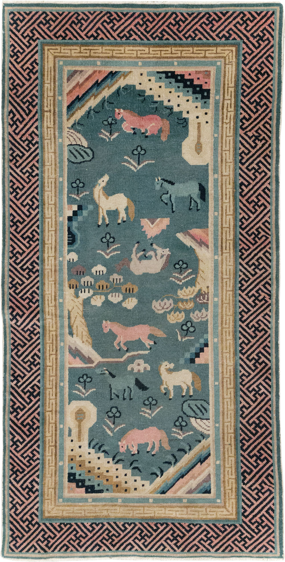 Antique Chinese Pictorial Throw Rug, No.31445 - Galerie Shabab