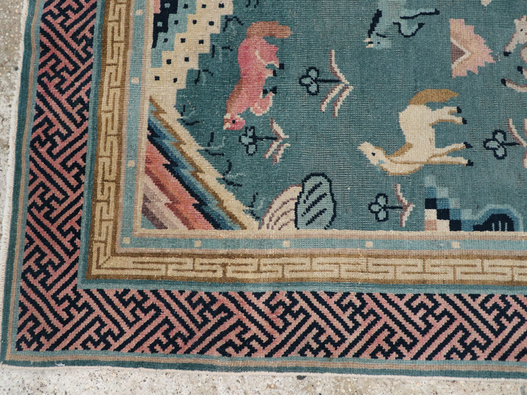 Antique Chinese Pictorial Throw Rug, No.31445 - Galerie Shabab