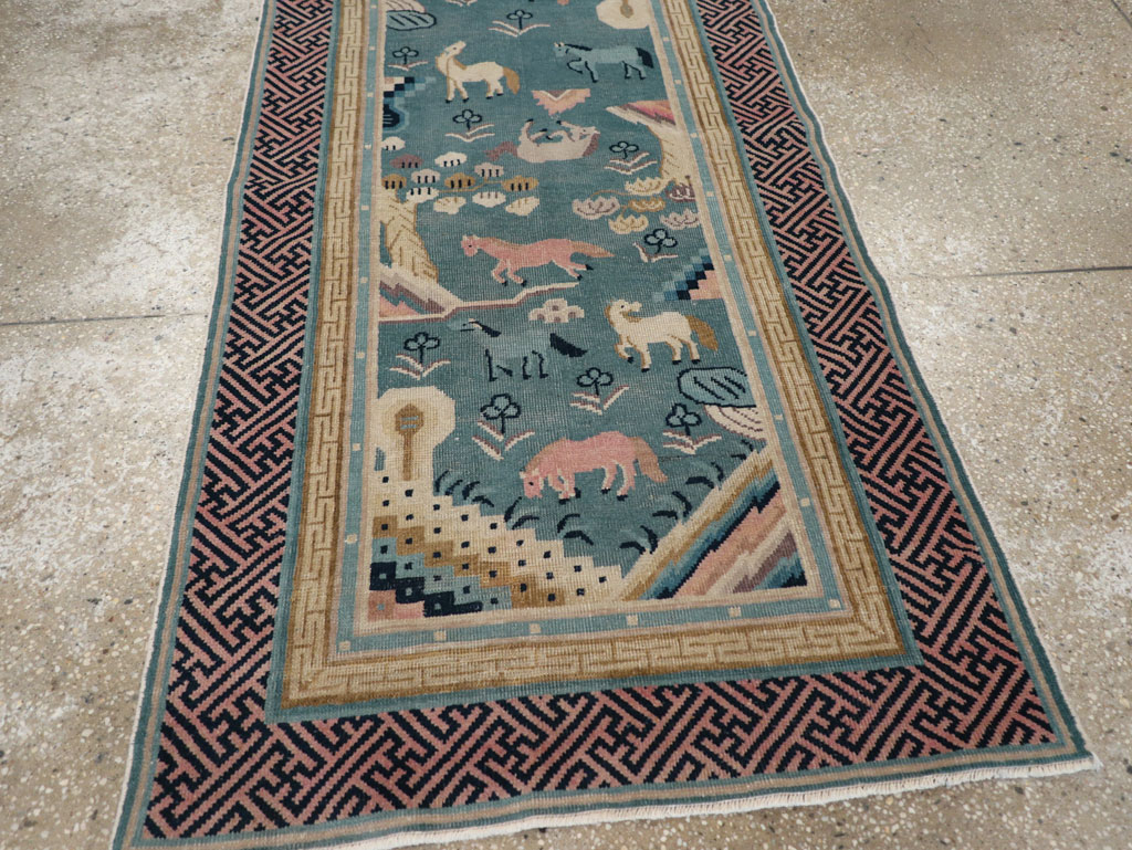 Antique Chinese Pictorial Throw Rug, No.31445 - Galerie Shabab