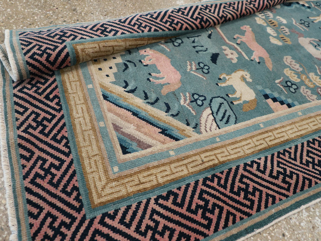 Antique Chinese Pictorial Throw Rug, No.31445 - Galerie Shabab