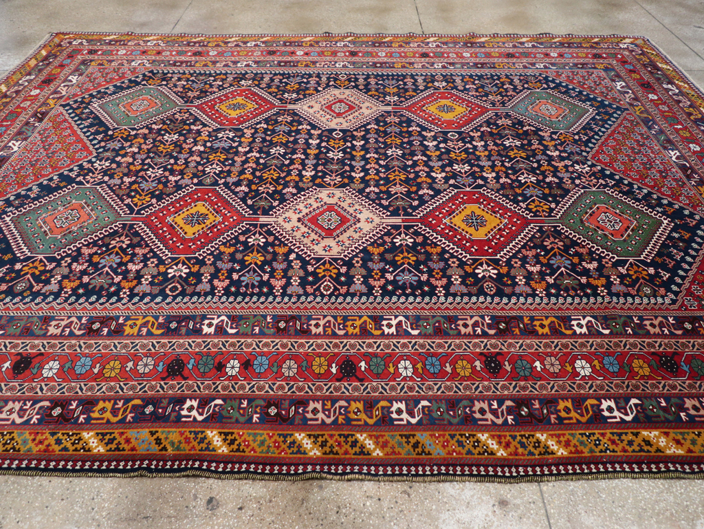 Vintage Persian Afshar Room Size Carpet, No.31446 - Galerie Shabab