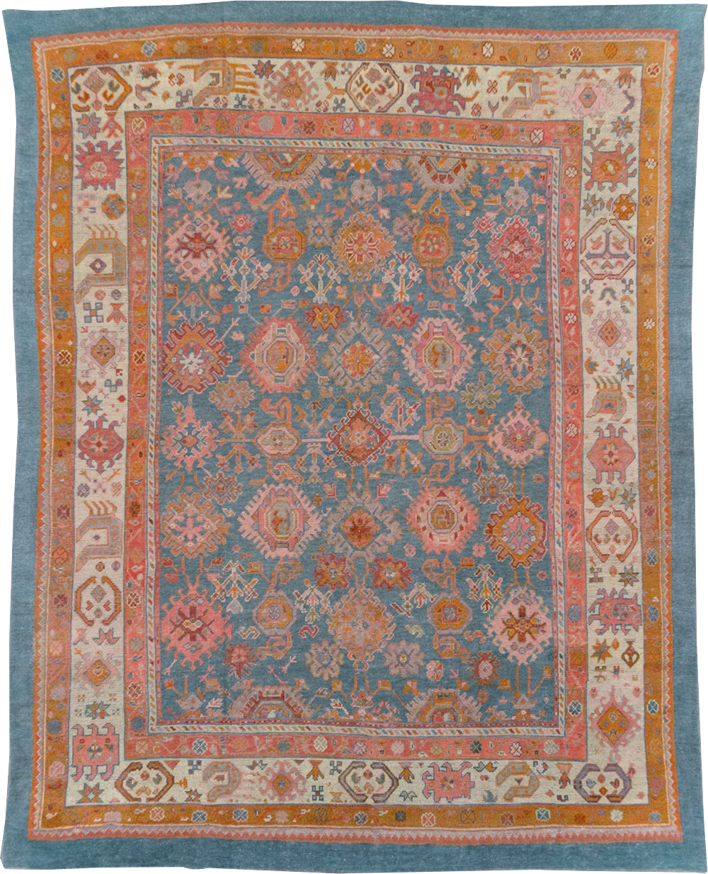 Antique Turkish Oushak Room Size Carpet, No.31465 - Galerie Shabab
