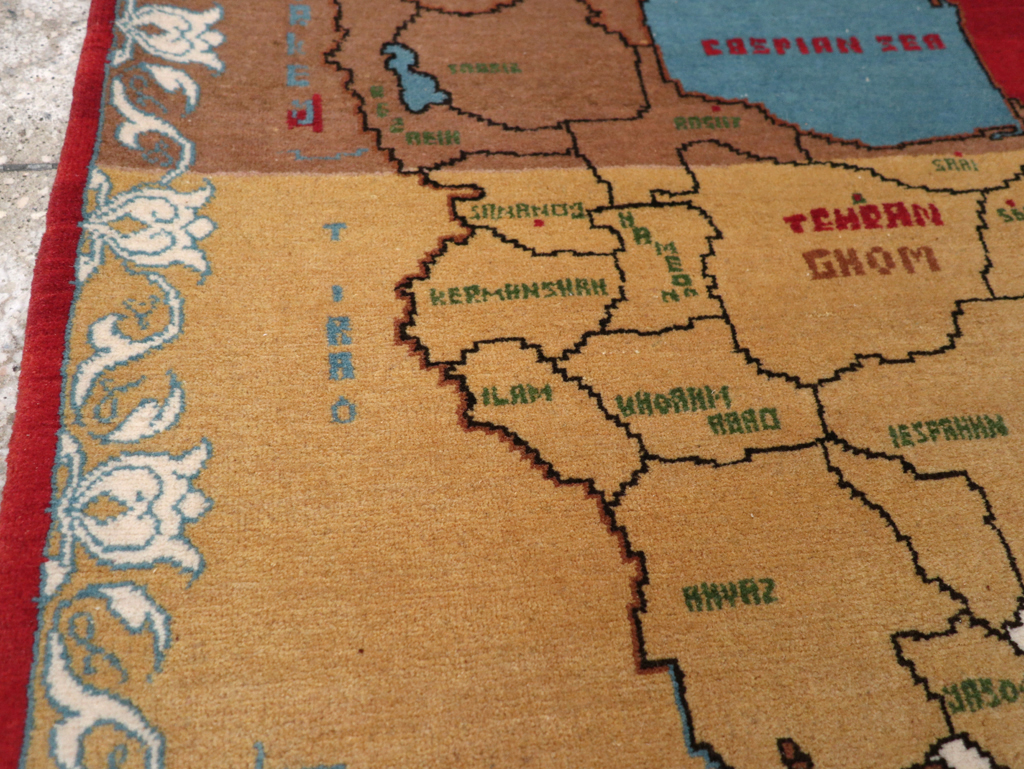 Vintage Persian Tabriz Pictorial Map Rug, No.31466 - Galerie Shabab