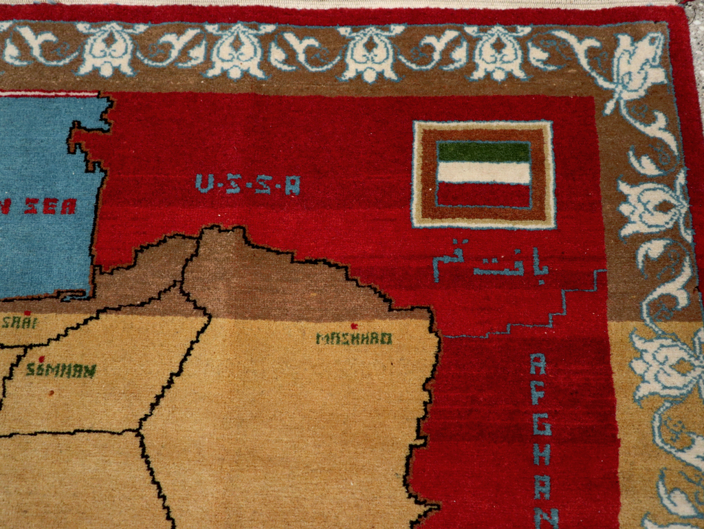 Vintage Persian Tabriz Pictorial Map Rug, No.31466 - Galerie Shabab