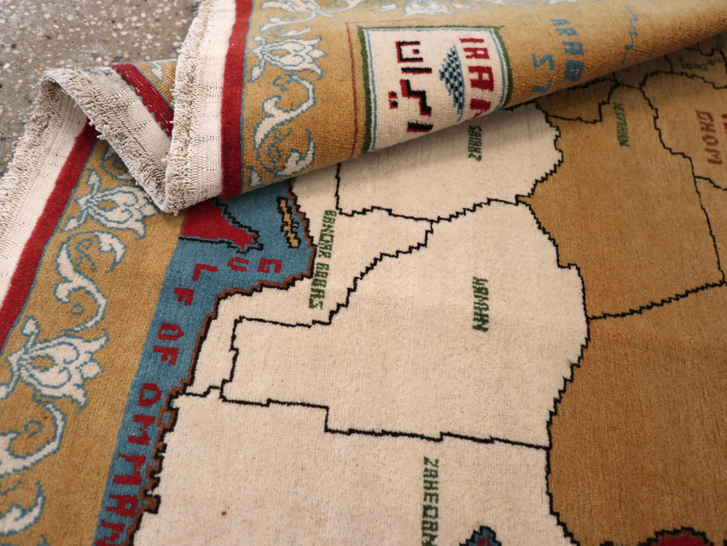 Vintage Persian Tabriz Pictorial Map Rug, No.31466 - Galerie Shabab