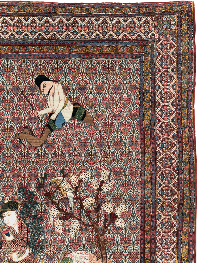 Antique Persian Tabriz Pictorial Room Size Carpet, No.31468 - Galerie Shabab