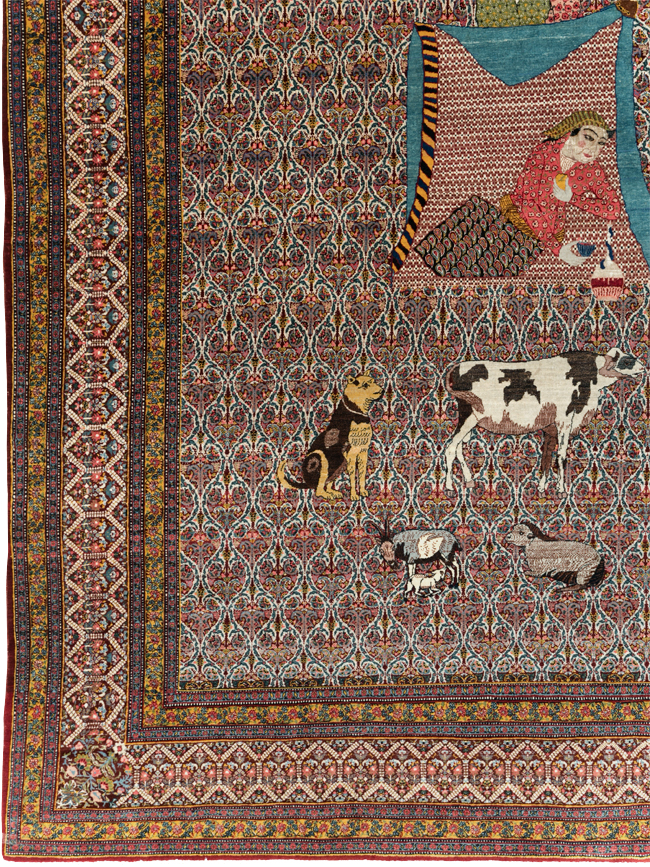 Antique Persian Tabriz Pictorial Room Size Carpet, No.31468 - Galerie Shabab