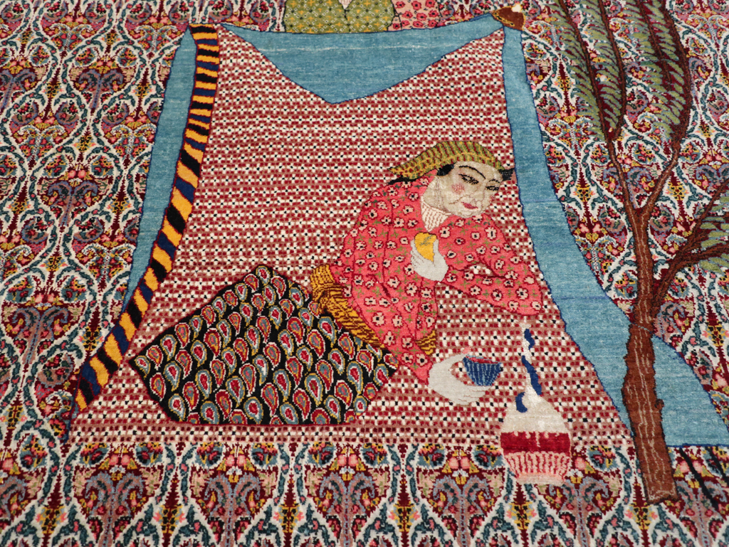 Antique Persian Tabriz Pictorial Room Size Carpet, No.31468 - Galerie Shabab