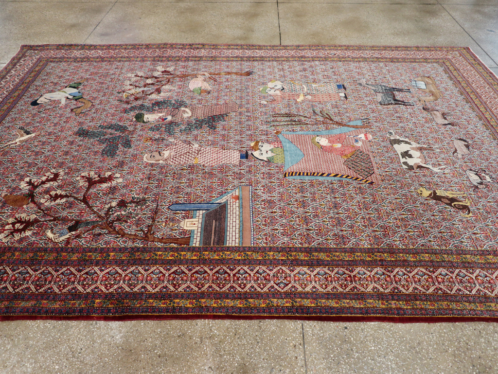 Antique Persian Tabriz Pictorial Room Size Carpet, No.31468 - Galerie Shabab