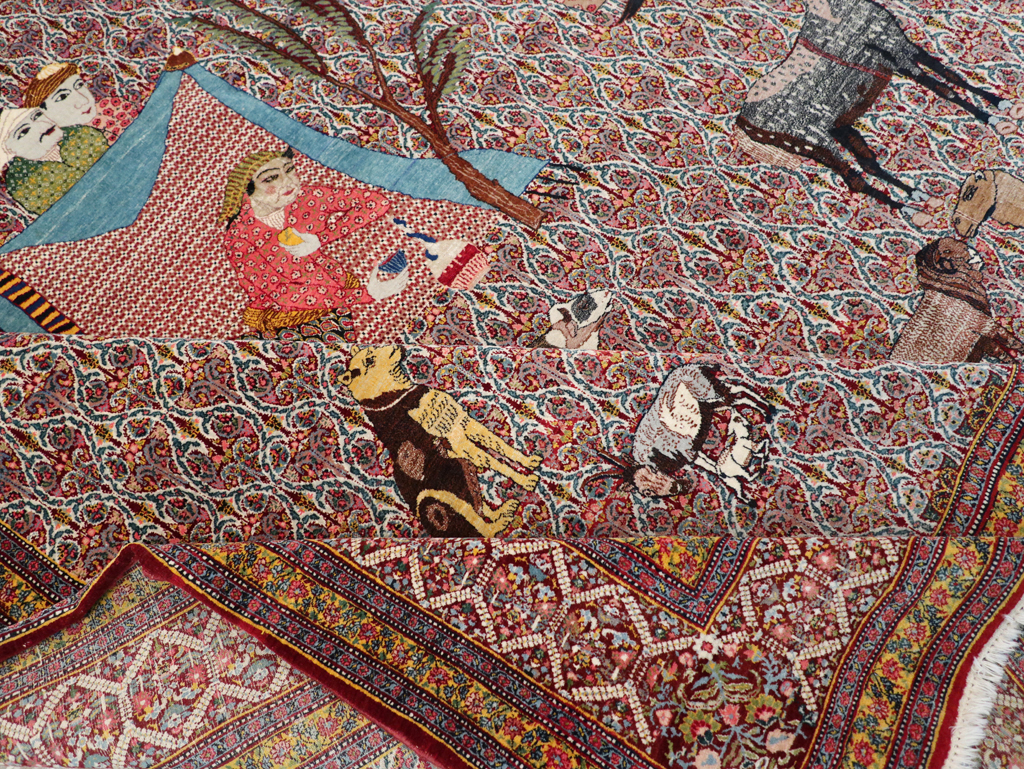 Antique Persian Tabriz Pictorial Room Size Carpet, No.31468 - Galerie Shabab