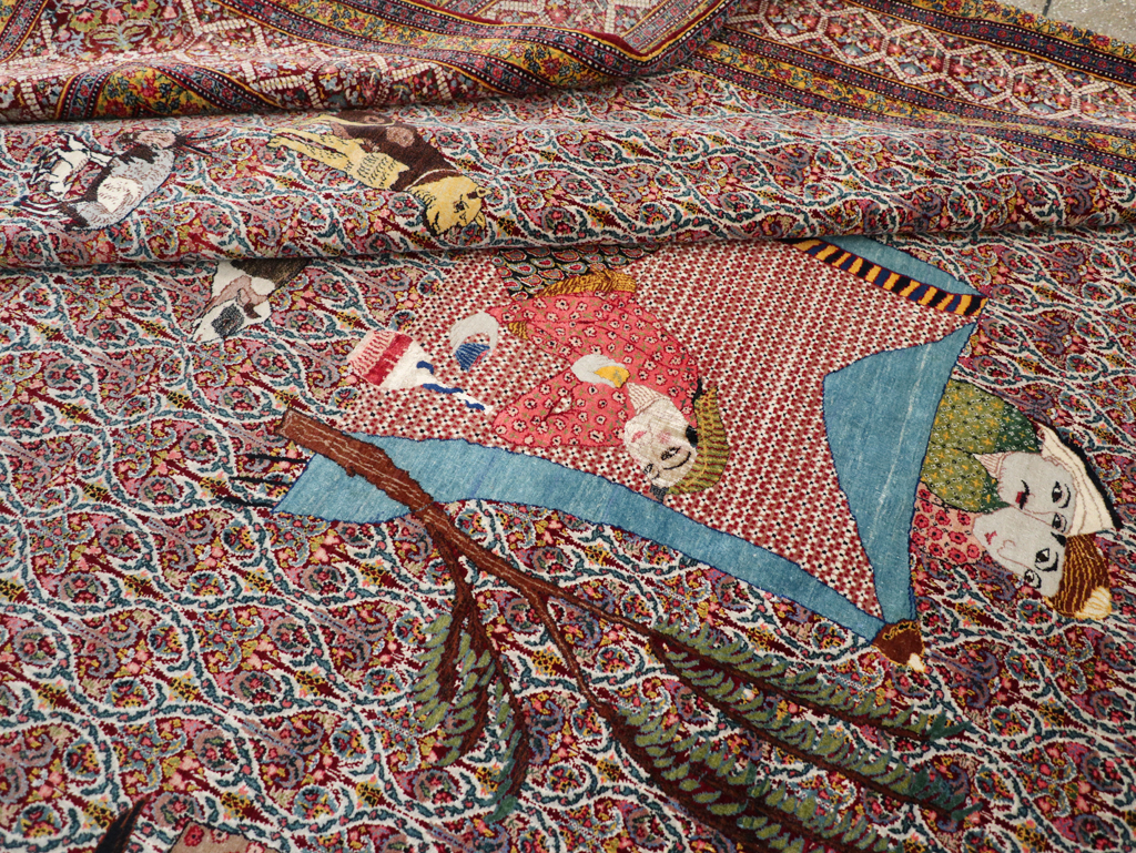 Antique Persian Tabriz Pictorial Room Size Carpet, No.31468 - Galerie Shabab