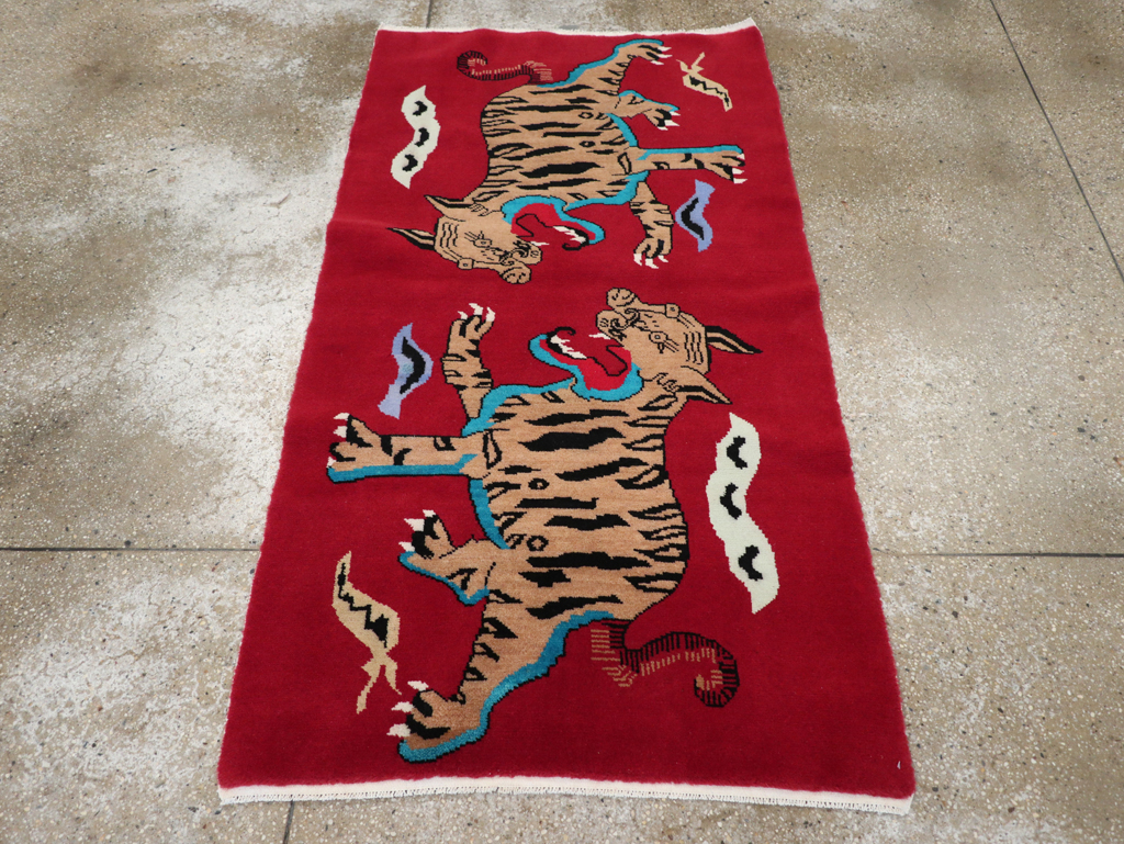 Vintage Tibetan Pictorial Throw Rug, No.31470 - Galerie Shabab