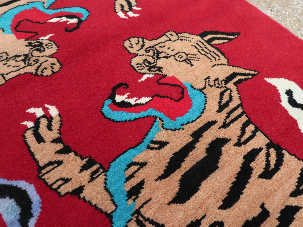 Vintage Tibetan Pictorial Throw Rug, No.31470 - Galerie Shabab