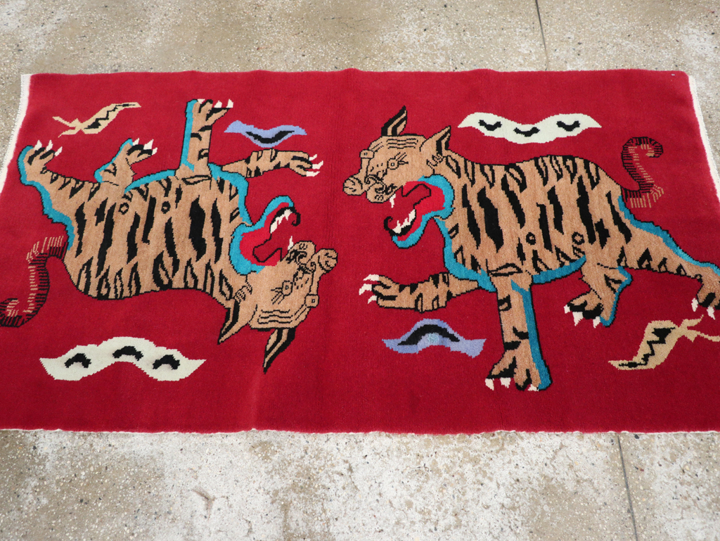 Vintage Tibetan Pictorial Throw Rug, No.31470 - Galerie Shabab