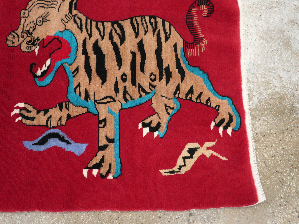 Vintage Tibetan Pictorial Throw Rug, No.31470 - Galerie Shabab