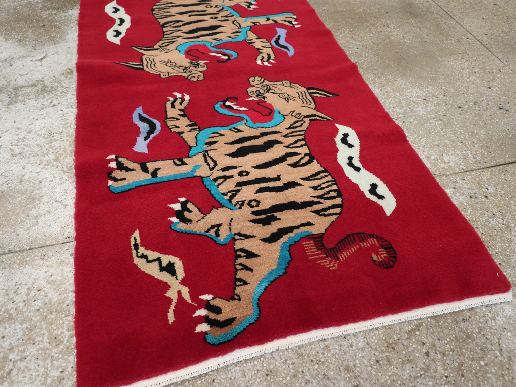 Vintage Tibetan Pictorial Throw Rug, No.31470 - Galerie Shabab