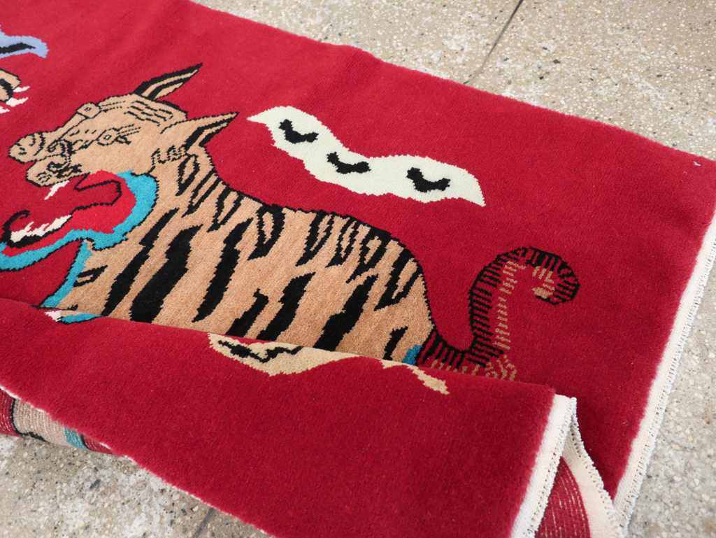 Vintage Tibetan Pictorial Throw Rug, No.31470 - Galerie Shabab