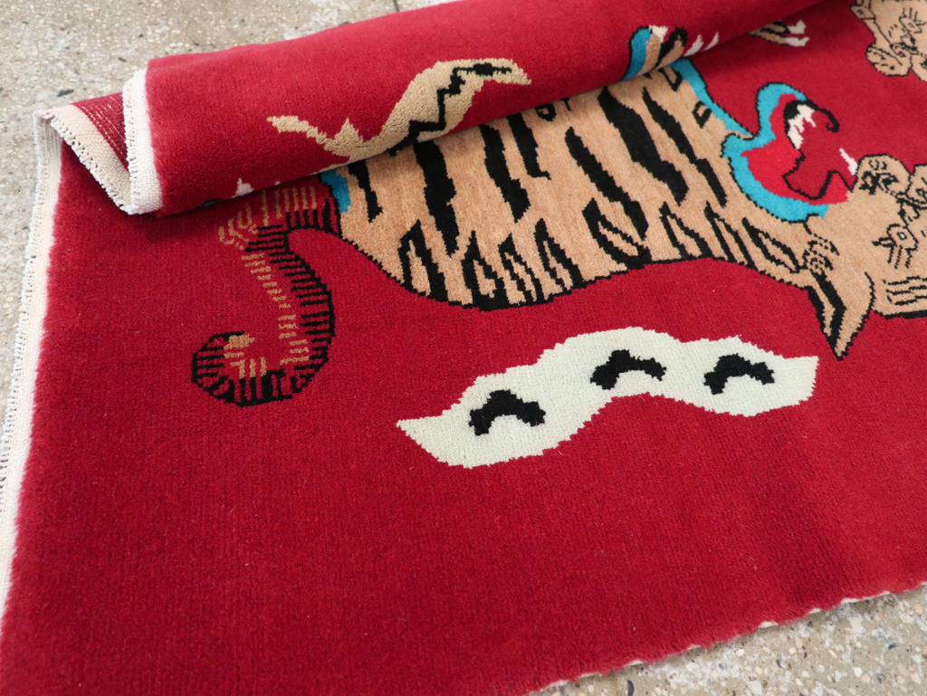Vintage Tibetan Pictorial Throw Rug, No.31470 - Galerie Shabab