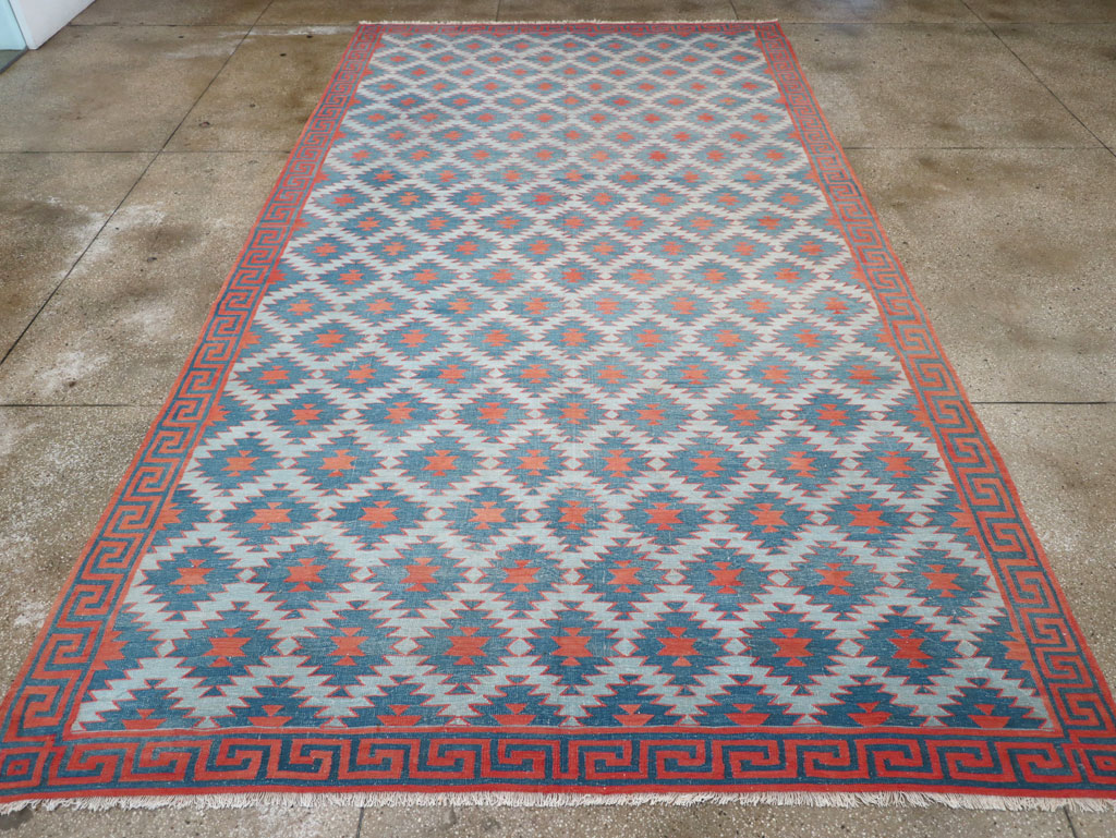 Vintage Indian Flatweave Dhurrie Long Room Size Carpet, No.31471 - Galerie Shabab
