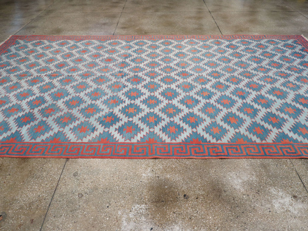 Vintage Indian Flatweave Dhurrie Long Room Size Carpet, No.31471 - Galerie Shabab