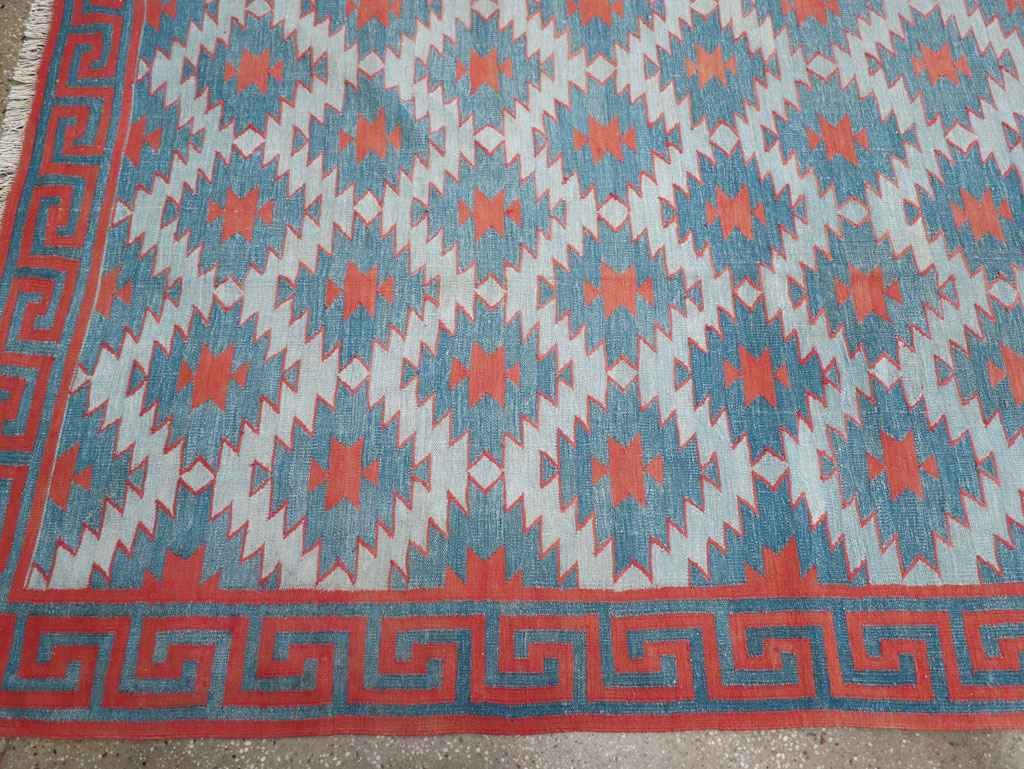 Vintage Indian Flatweave Dhurrie Long Room Size Carpet, No.31471 - Galerie Shabab