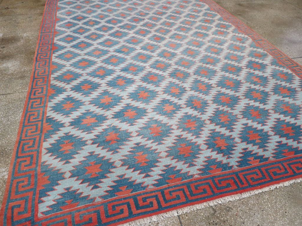 Vintage Indian Flatweave Dhurrie Long Room Size Carpet, No.31471 - Galerie Shabab