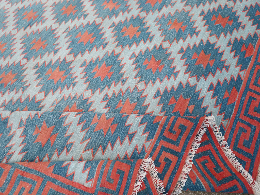 Vintage Indian Flatweave Dhurrie Long Room Size Carpet, No.31471 - Galerie Shabab