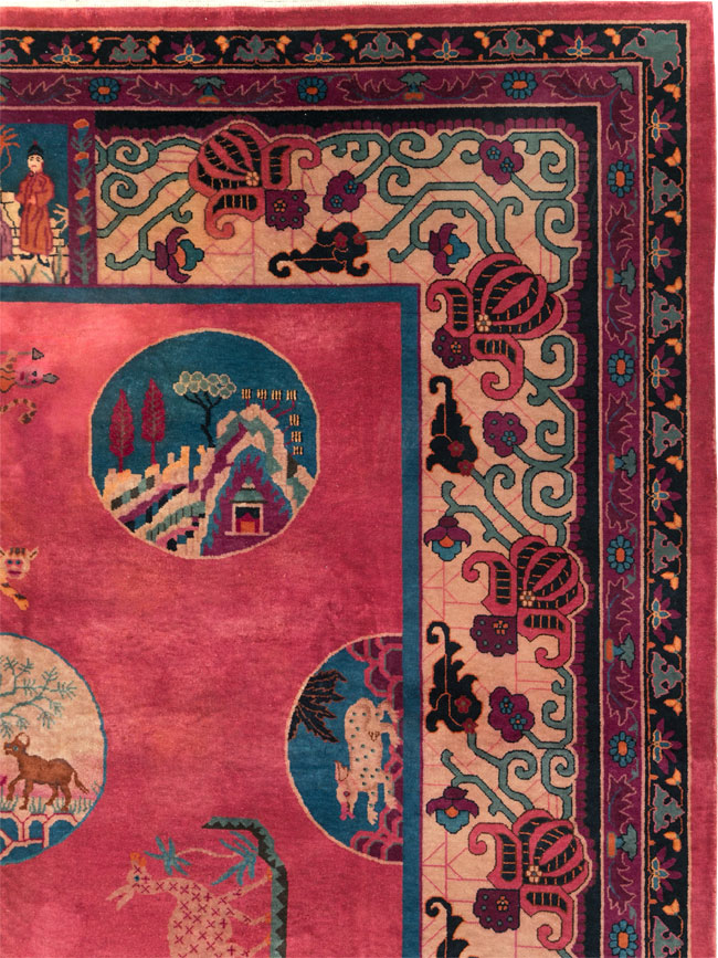 Vintage Chinese Pictorial Art Deco Room Size Carpet, No.31475 - Galerie Shabab