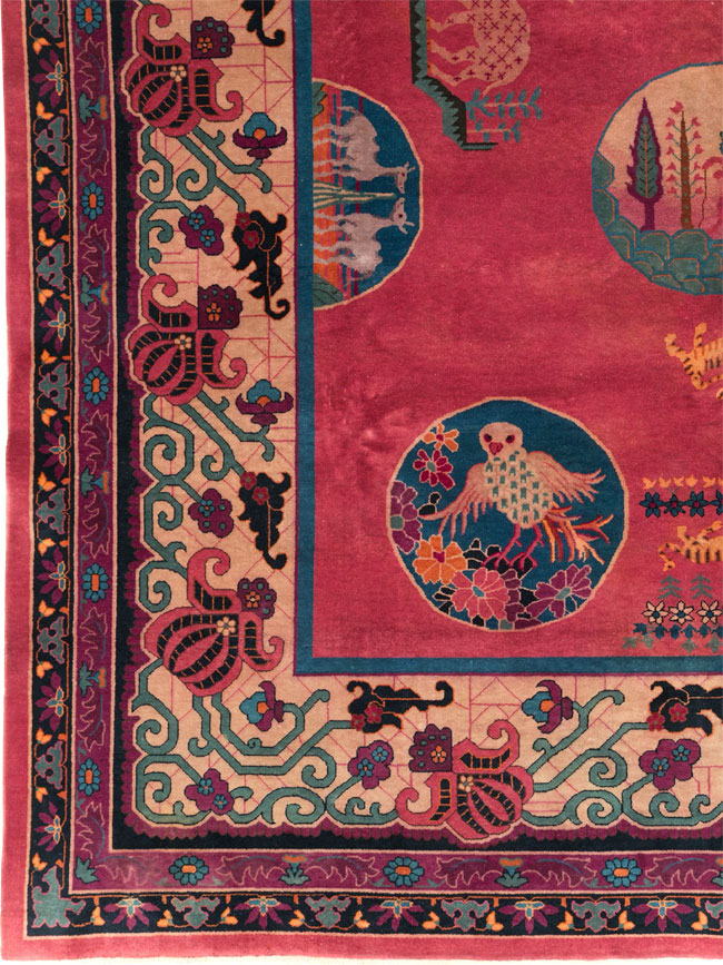 Vintage Chinese Pictorial Art Deco Room Size Carpet, No.31475 - Galerie Shabab