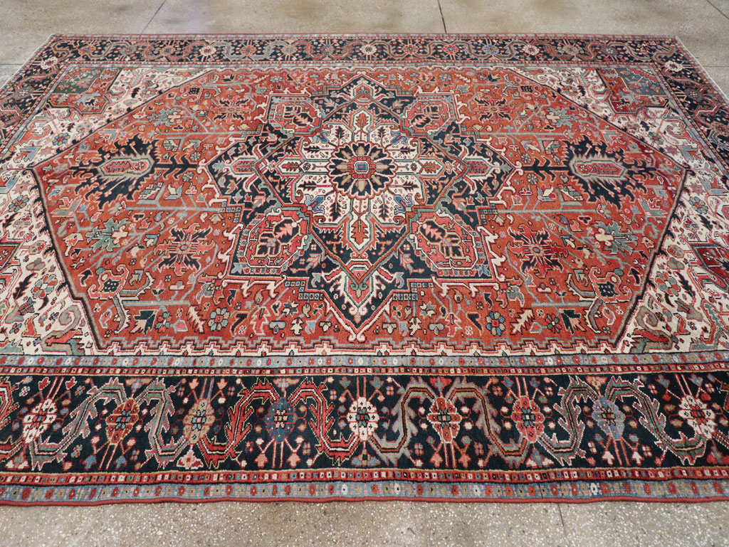 Vintage Persian Heriz Room Size Carpet, No.31485 - Galerie Shabab