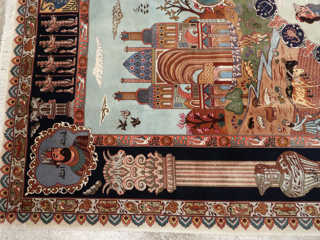 Vintage Persian Tabriz Pictorial Zodiac Accent Carpet, No.31489 - Galerie Shabab