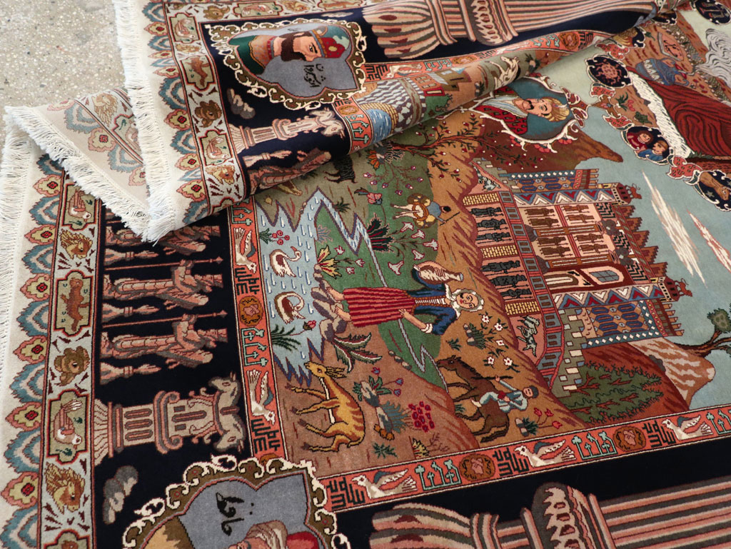 Vintage Persian Tabriz Pictorial Zodiac Accent Carpet, No.31489 - Galerie Shabab