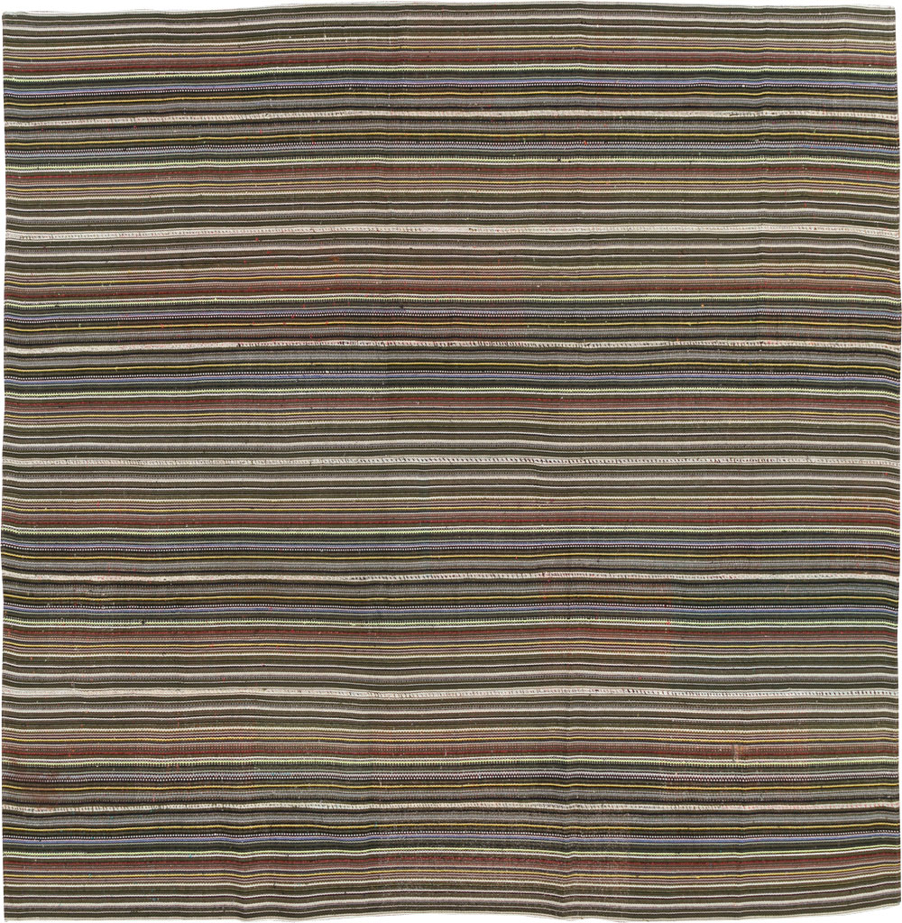 Vintage Turkish Flatweave Kilim Small Room Size Carpet, No.31537 - Galerie Shabab