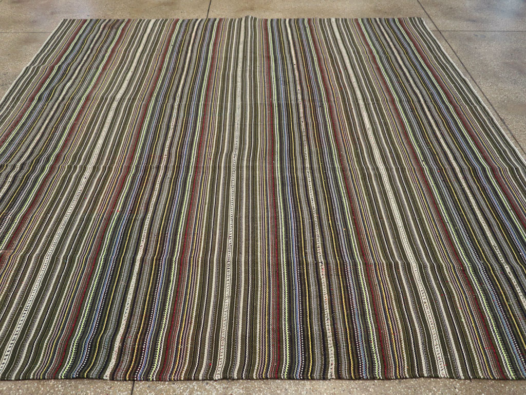 Vintage Turkish Flatweave Kilim Small Room Size Carpet, No.31537 - Galerie Shabab