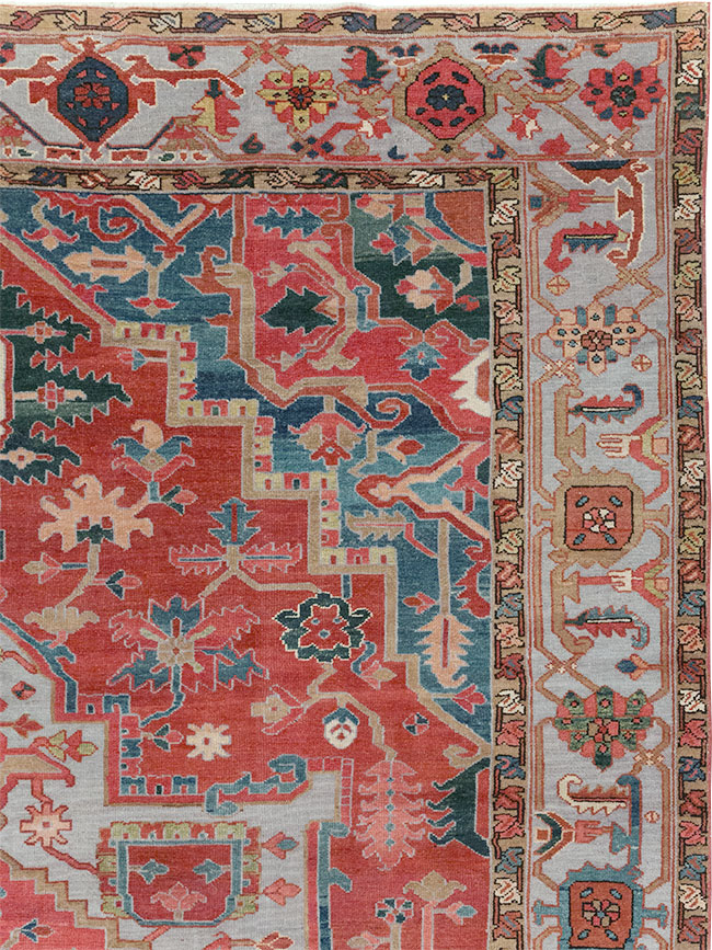 Antique Persian Heriz Room Size Carpet, No.31563 - Galerie Shabab