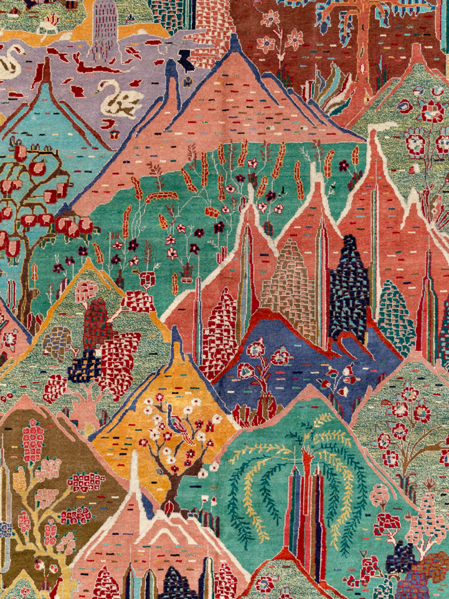 Vintage Persian Tabriz Pictorial Room Size Carpet, No.31566 - Galerie Shabab