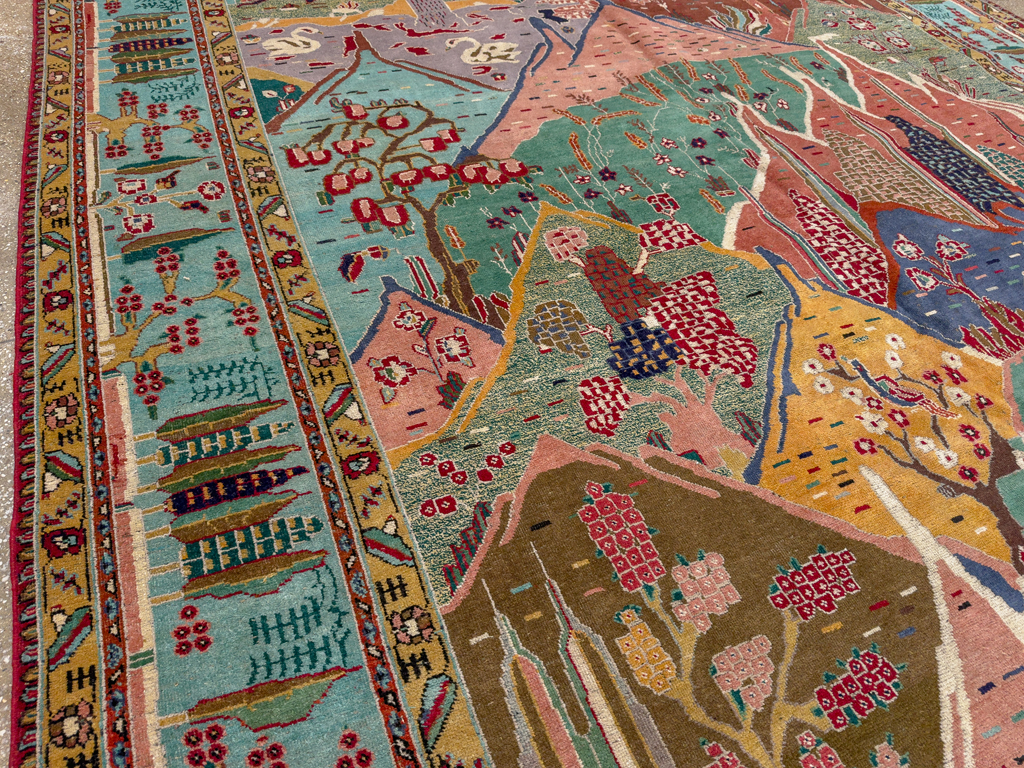 Vintage Persian Tabriz Pictorial Room Size Carpet, No.31566 - Galerie Shabab