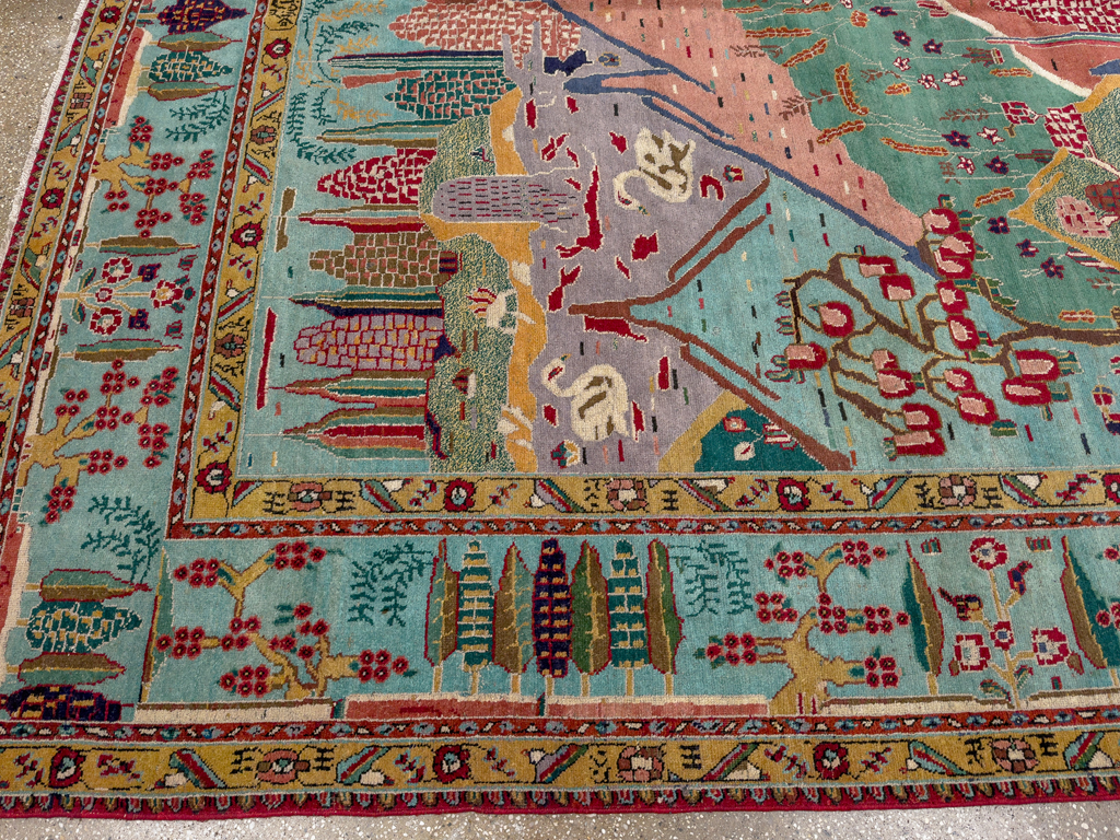 Vintage Persian Tabriz Pictorial Room Size Carpet, No.31566 - Galerie Shabab