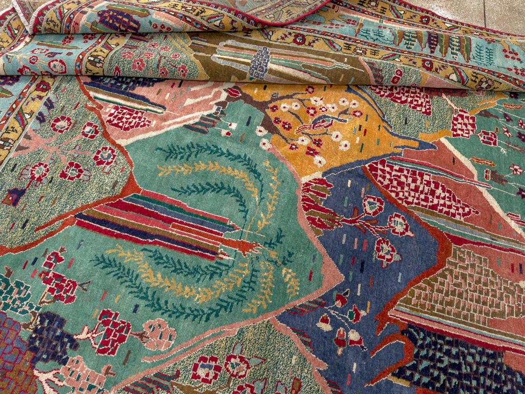 Vintage Persian Tabriz Pictorial Room Size Carpet, No.31566 - Galerie Shabab