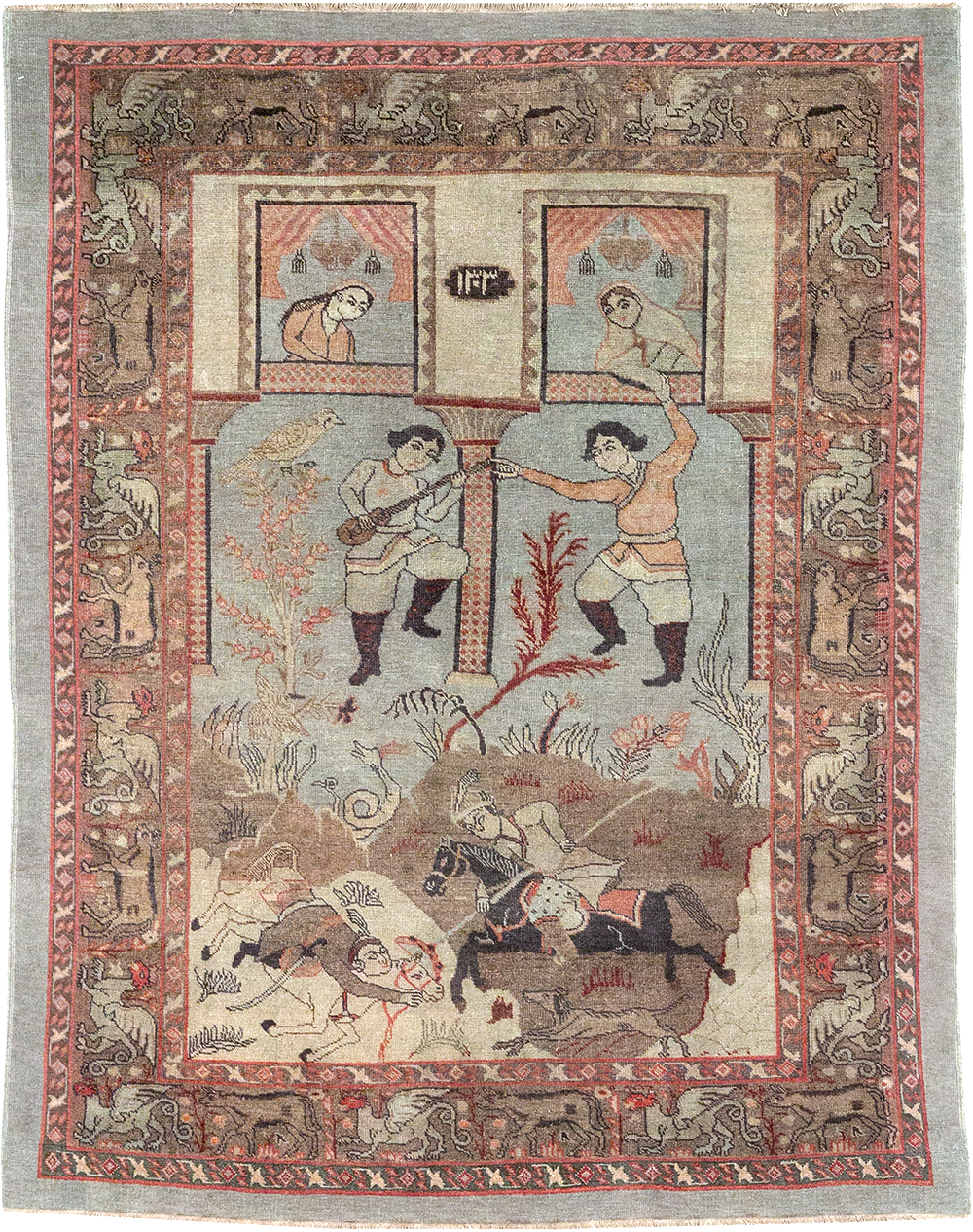 Antique Persian Pictorial Tabriz Rug, No.31588 - Galerie Shabab