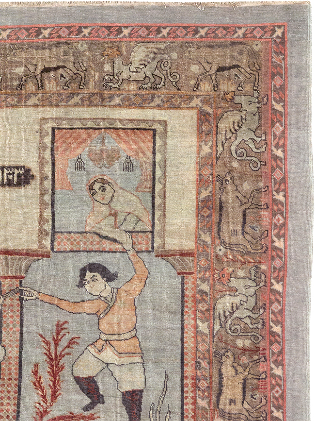 Antique Persian Pictorial Tabriz Rug, No.31588 - Galerie Shabab