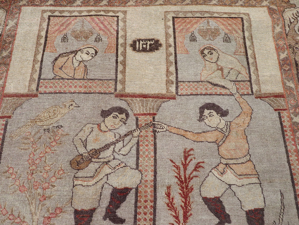 Antique Persian Pictorial Tabriz Rug, No.31588 - Galerie Shabab