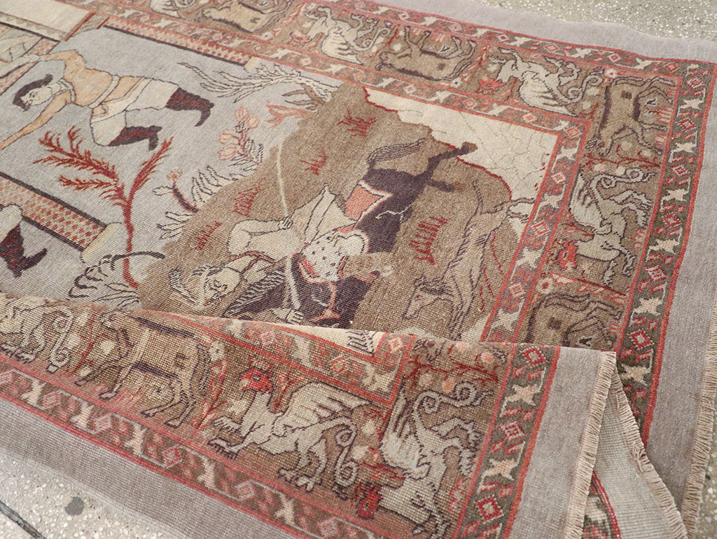 Antique Persian Pictorial Tabriz Rug, No.31588 - Galerie Shabab