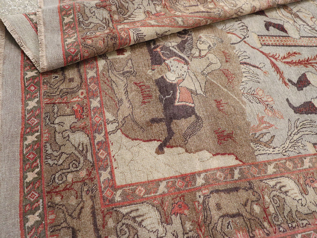 Antique Persian Pictorial Tabriz Rug, No.31588 - Galerie Shabab
