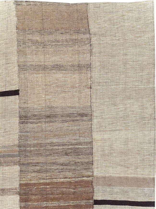 Modern Turkish Flatweave Kilim Square Room Size Carpet, No.31599 - Galerie Shabab