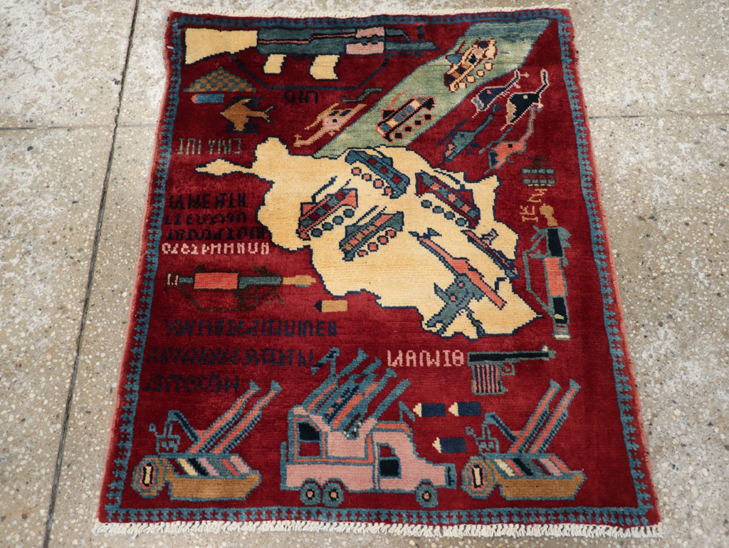 Vintage Afghan Pictorial War Rug, No.31624 - Galerie Shabab