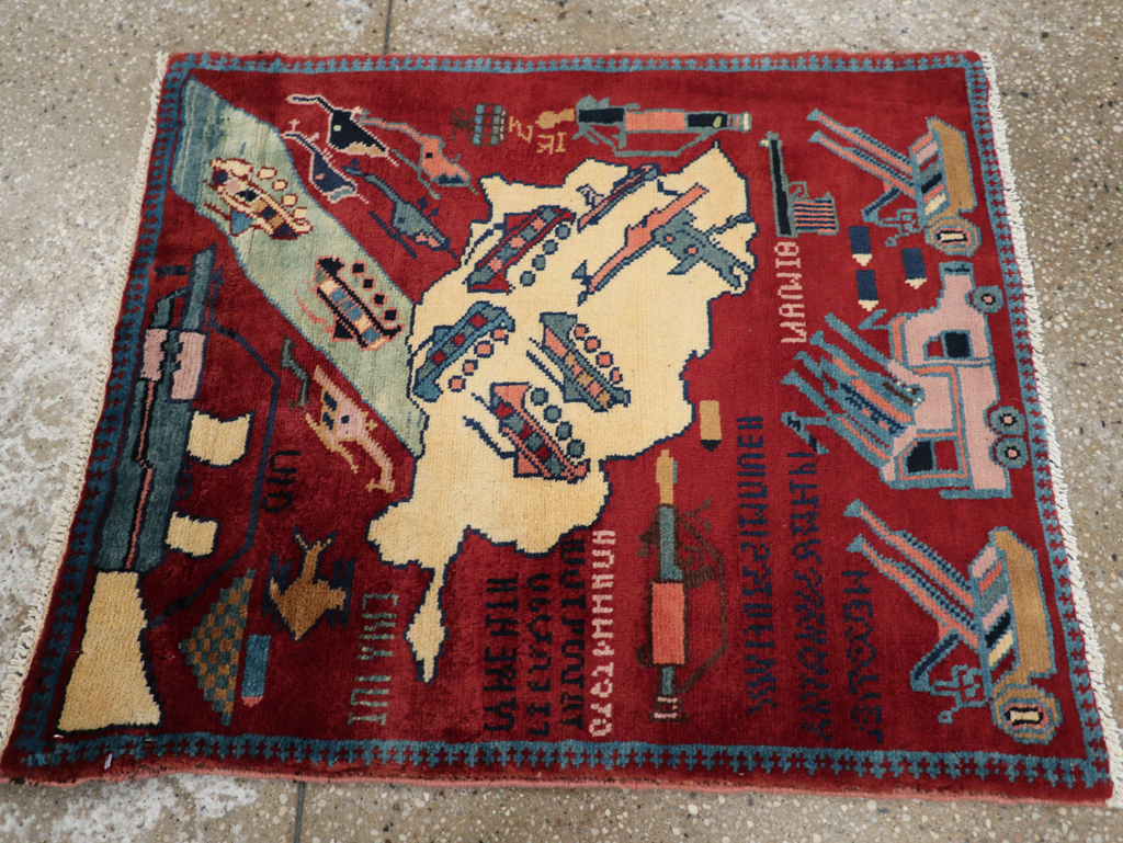 Vintage Afghan Pictorial War Rug, No.31624 - Galerie Shabab