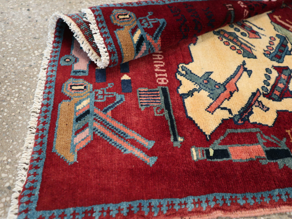 Vintage Afghan Pictorial War Rug, No.31624 - Galerie Shabab