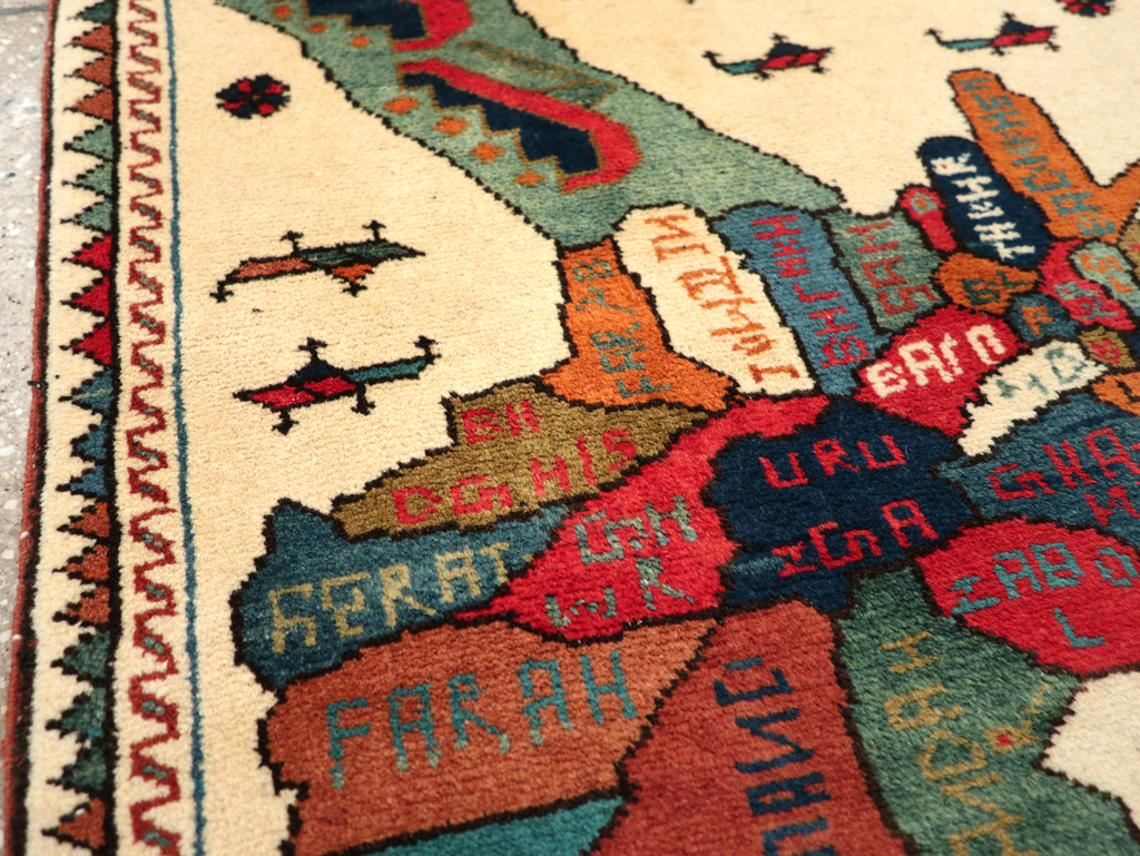 Vintage Afghan Pictorial War Map Rug, No.31625 - Galerie Shabab